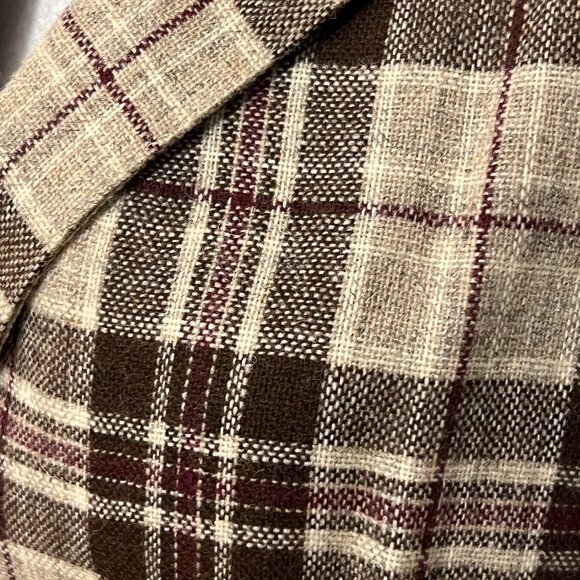 That's Me USA Women's Plaid Wool Blend Blazer Jacket Brown Beige Check Size 11 - Picture 3 of 11